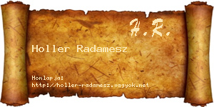 Holler Radamesz névjegykártya